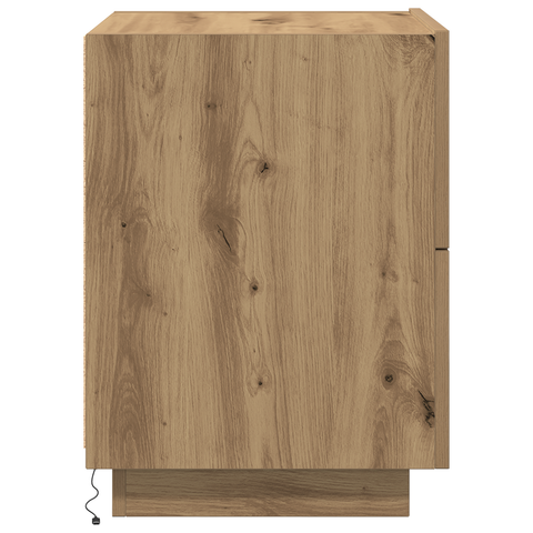 vidaXL Bedside Cabinet with LED Lights Artisan Oak 45x40x55 cm