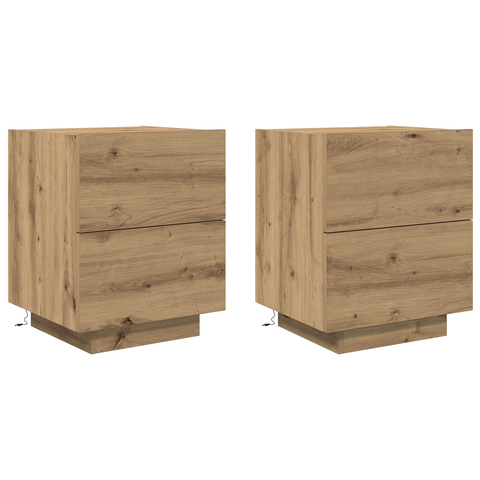 vidaXL Bedside Cabinets with LED Lights 2 pcs Artisan Oak 45x40x55 cm