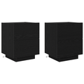 vidaXL Bedside Cabinets with LED Lights 2 pcs Black Oak 45x40x55 cm