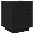 vidaXL Bedside Cabinets with LED Lights 2 pcs Black Oak 45x40x55 cm