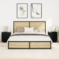vidaXL Bedside Cabinets with LED Lights 2 pcs Black Oak 45x40x55 cm
