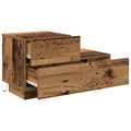 vidaXL Bedside Cabinet with LED Lights Old Wood 100x36x49 cm