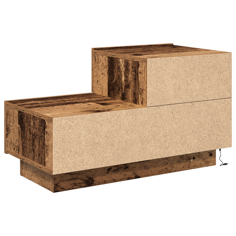 vidaXL Bedside Cabinet with LED Lights Old Wood 100x36x49 cm