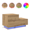 vidaXL Bedside Cabinet with LED Lights Artisan Oak 100x36x49 cm