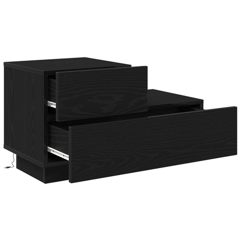 vidaXL Bedside Cabinet with LED Lights Black Oak 100x36x49 cm