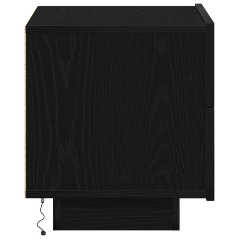 vidaXL Bedside Cabinet with LED Lights Black Oak 100x36x49 cm
