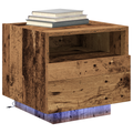 vidaXL Bedside Cabinet with LED Lights Old Wood 40x39x37 cm