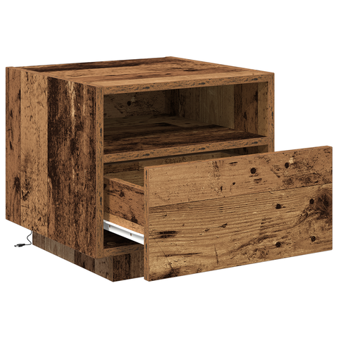 vidaXL Bedside Cabinets with LED Lights 2 pcs Old Wood 40x39x37 cm