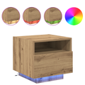 vidaXL Bedside Cabinet with LED Lights Artisan Oak 40x39x37 cm