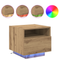 vidaXL Bedside Cabinet with LED Lights Artisan Oak 40x39x37 cm