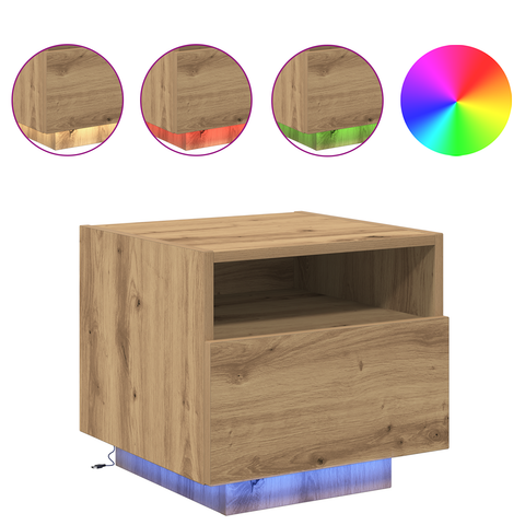 vidaXL Bedside Cabinets with LED Lights 2 pcs Artisan Oak 40x39x37 cm