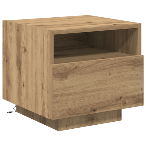 vidaXL Bedside Cabinets with LED Lights 2 pcs Artisan Oak 40x39x37 cm