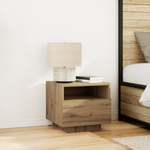 vidaXL Bedside Cabinets with LED Lights 2 pcs Artisan Oak 40x39x37 cm