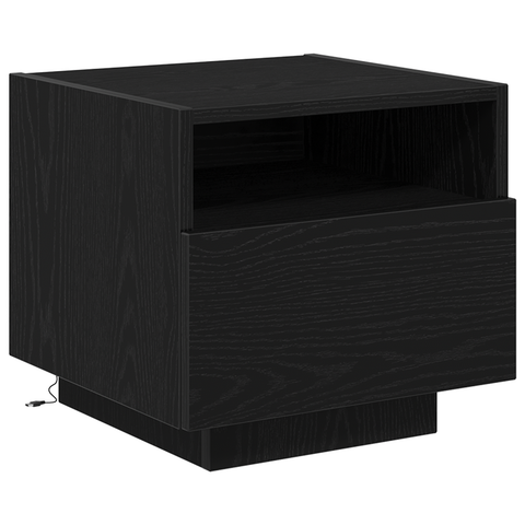 vidaXL Bedside Cabinets with LED Lights 2 pcs Black Oak 40x39x37 cm