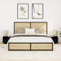 vidaXL Bedside Cabinets with LED Lights 2 pcs Black Oak 40x39x37 cm
