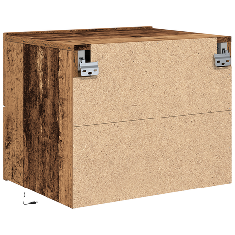 vidaXL Bedside Cabinet with LED Wall-Mounted Old Wood 50x39x41 cm