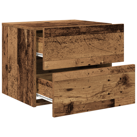 vidaXL Bedside Cabinets with LED Lights 2 pcs Wall-Mounted Old Wood