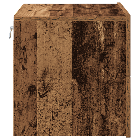 vidaXL Bedside Cabinets with LED Lights 2 pcs Wall-Mounted Old Wood