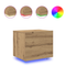 vidaXL Bedside Cabinet with LED Wall-Mounted Artisan Oak 50x39x41 cm