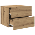 vidaXL Bedside Cabinet with LED Wall-Mounted Artisan Oak 50x39x41 cm