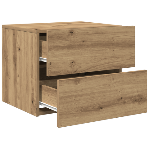 vidaXL Bedside Cabinet with LED Wall-Mounted Artisan Oak 50x39x41 cm