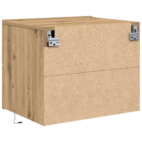 vidaXL Bedside Cabinet with LED Wall-Mounted Artisan Oak 50x39x41 cm