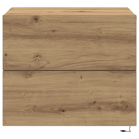 vidaXL Bedside Cabinet with LED Wall-Mounted Artisan Oak 50x39x41 cm