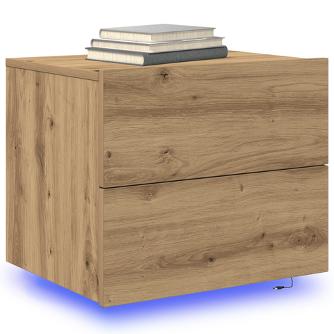 vidaXL Bedside Cabinet with LED Wall-Mounted Artisan Oak 50x39x41 cm