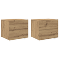 vidaXL Bedside Cabinets with LED Lights Wall-Mounted 2 pcs Artisan Oak