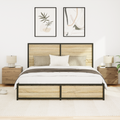 vidaXL Bedside Cabinets with LED Lights Wall-Mounted 2 pcs Artisan Oak