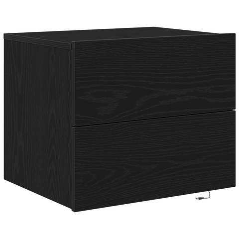 vidaXL Bedside Cabinet with LED Wall-Mounted Black Oak 50x39x41 cm