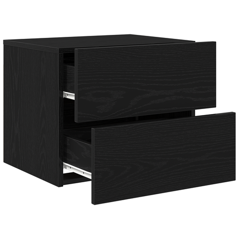 vidaXL Bedside Cabinet with LED Wall-Mounted Black Oak 50x39x41 cm