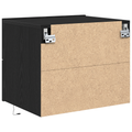 vidaXL Bedside Cabinet with LED Wall-Mounted Black Oak 50x39x41 cm