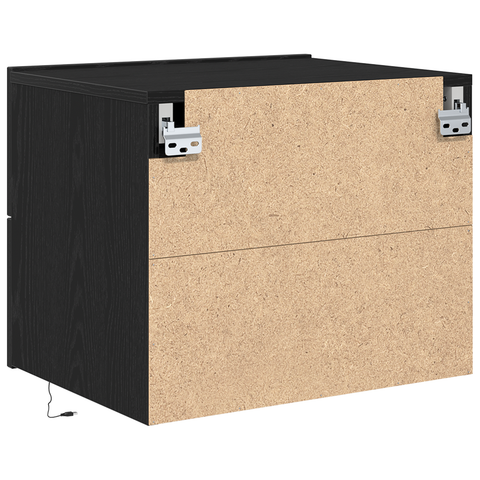 vidaXL Bedside Cabinet with LED Wall-Mounted Black Oak 50x39x41 cm