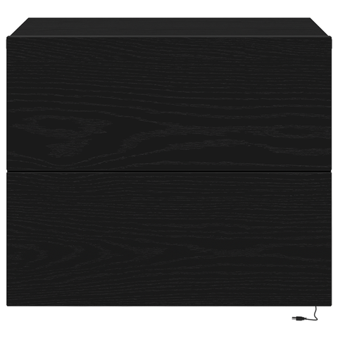 vidaXL Bedside Cabinet with LED Wall-Mounted Black Oak 50x39x41 cm