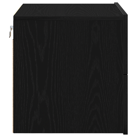 vidaXL Bedside Cabinet with LED Wall-Mounted Black Oak 50x39x41 cm