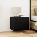 vidaXL Bedside Cabinet with LED Wall-Mounted Black Oak 50x39x41 cm