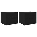vidaXL Bedside Cabinets with LED Lights Wall-Mounted 2 pcs Black Oak