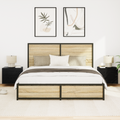 vidaXL Bedside Cabinets with LED Lights Wall-Mounted 2 pcs Black Oak