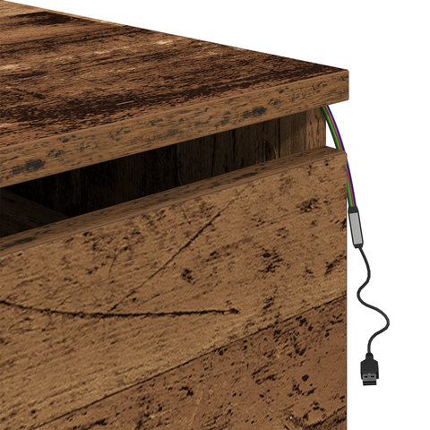 vidaXL Bedside Cabinet with LED Wall-Mounted Old Wood 50x36x30 cm