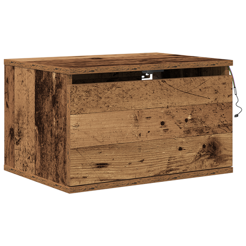 vidaXL Bedside Cabinet with LED Wall-Mounted Old Wood 50x36x30 cm