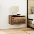 vidaXL Bedside Cabinet with LED Wall-Mounted Old Wood 50x36x30 cm
