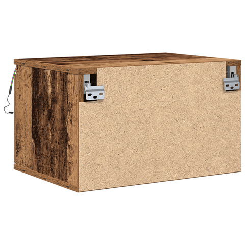 vidaXL Bedside Cabinets with LED Lights 2 pcs Wall-Mounted Old Wood