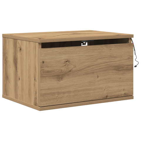 vidaXL Bedside Cabinet with LED Wall-Mounted Artisan Oak 50x36x30 cm
