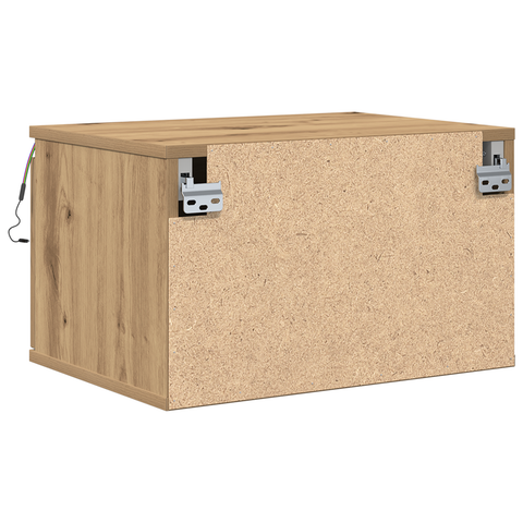 vidaXL Bedside Cabinet with LED Wall-Mounted Artisan Oak 50x36x30 cm