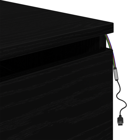 vidaXL Bedside Cabinet with LED Wall-Mounted Black Oak 50x36x30 cm