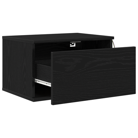vidaXL Bedside Cabinets with LED Lights 2 pcs Wall-Mounted Black Oak