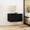 vidaXL Bedside Cabinets with LED Lights 2 pcs Wall-Mounted Black Oak