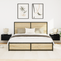 vidaXL Bedside Cabinets with LED Lights 2 pcs Wall-Mounted Black Oak