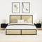vidaXL Bedside Cabinets with LED Lights 2 pcs Wall-Mounted Black Oak